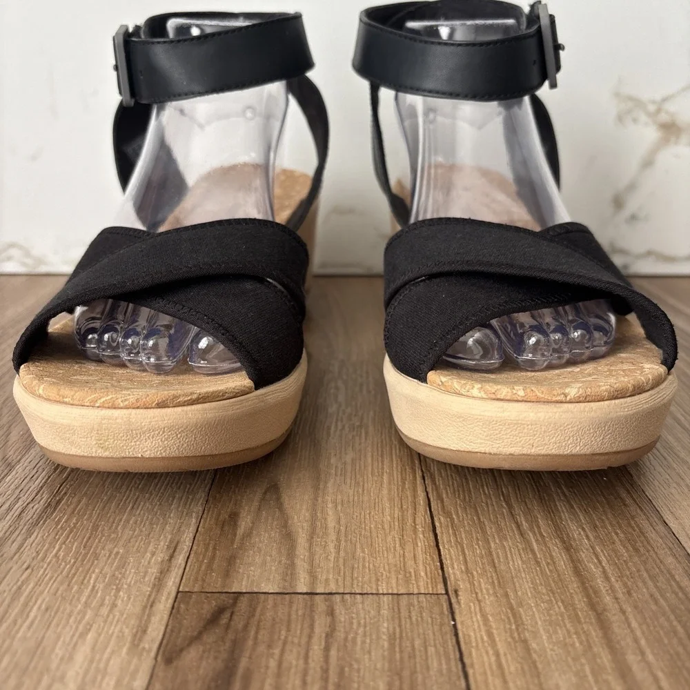 Clarks Cloudsteppers Cali Coast Wedge Black Sandal Women 9.5 Beach Boho Comfort - Picture 6 of 12